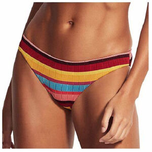 $80 Seafolly Baja Stripe Textured Hipster Bikini Bottom 8 US NEW S604
